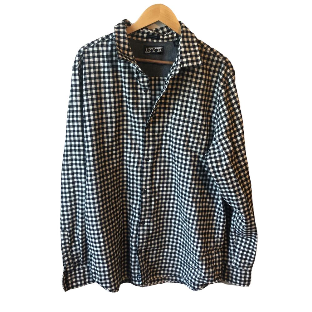 Hawker Rye Stitchfix Black White Flannel Button Down Shirt Size XL Tall